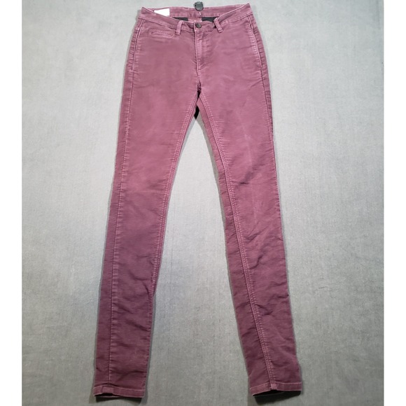 Billy Reid Pants - Billy Reid Corduroy Pants‎ Womens 25 Burgundy Purple Skinny Fine Wale Cotton